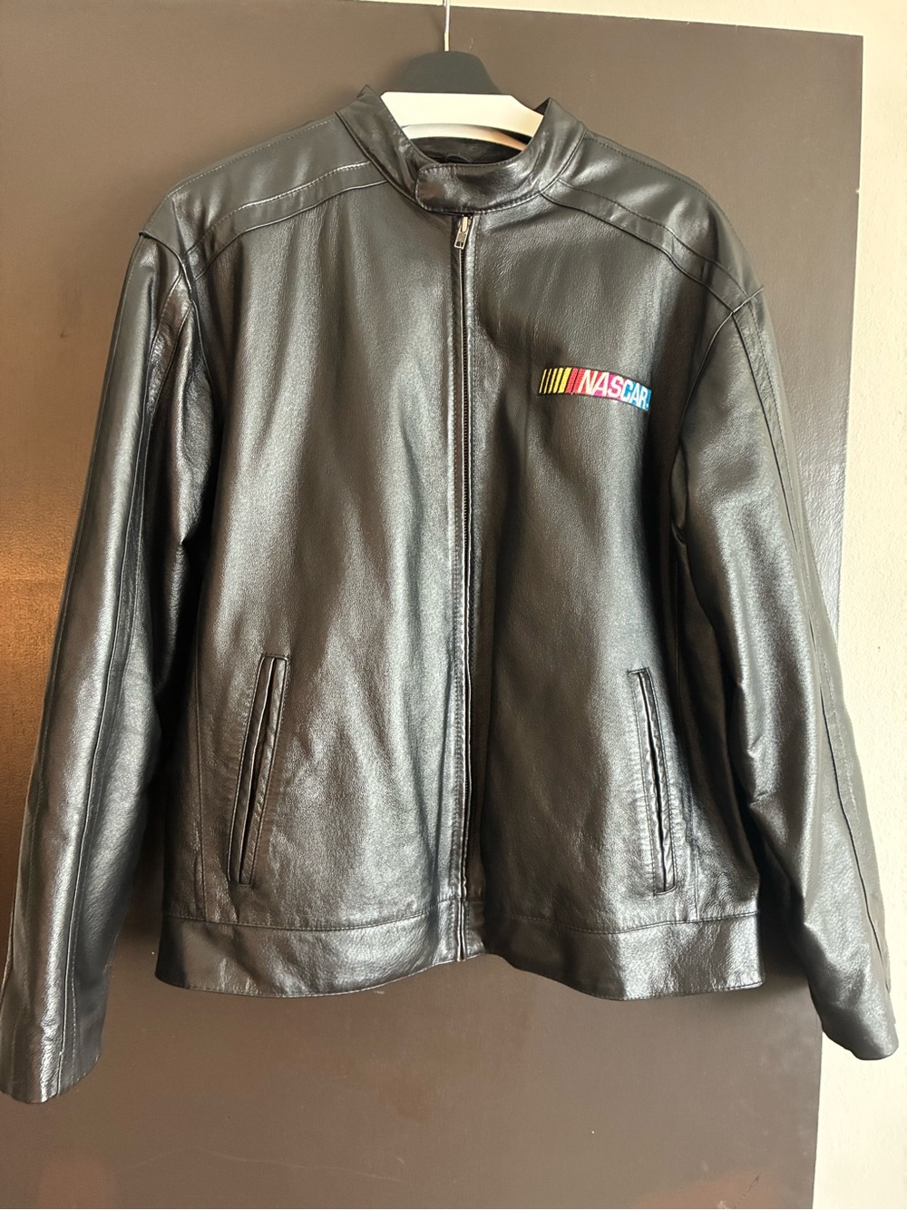 NASCAR Black Leather Moto Jacket